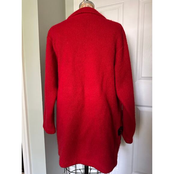 Vintage mohair cardigan sweater coat jacket red Y2K I.B. Diffusion Applique Sz S - Picture 12 of 16
